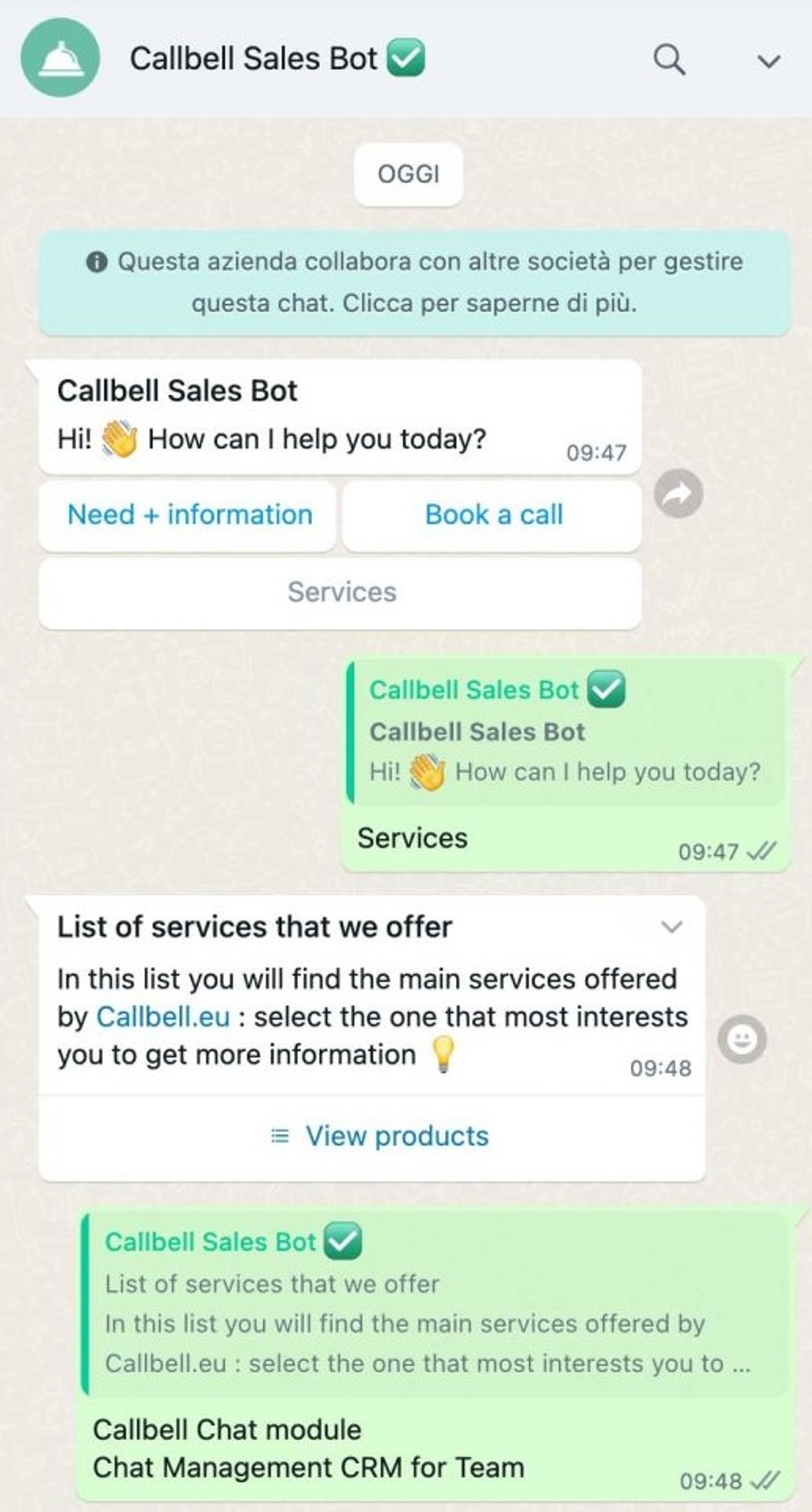 Callbell chatbot