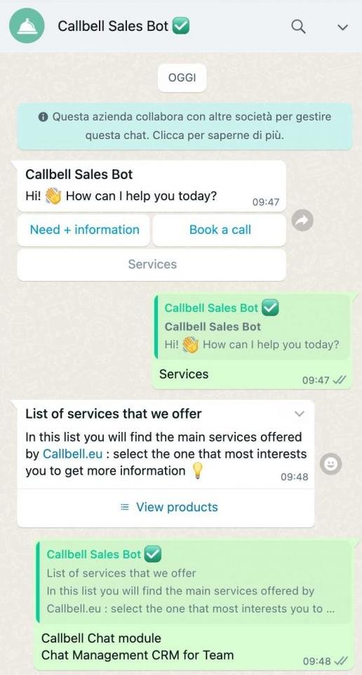 Callbell chatbot