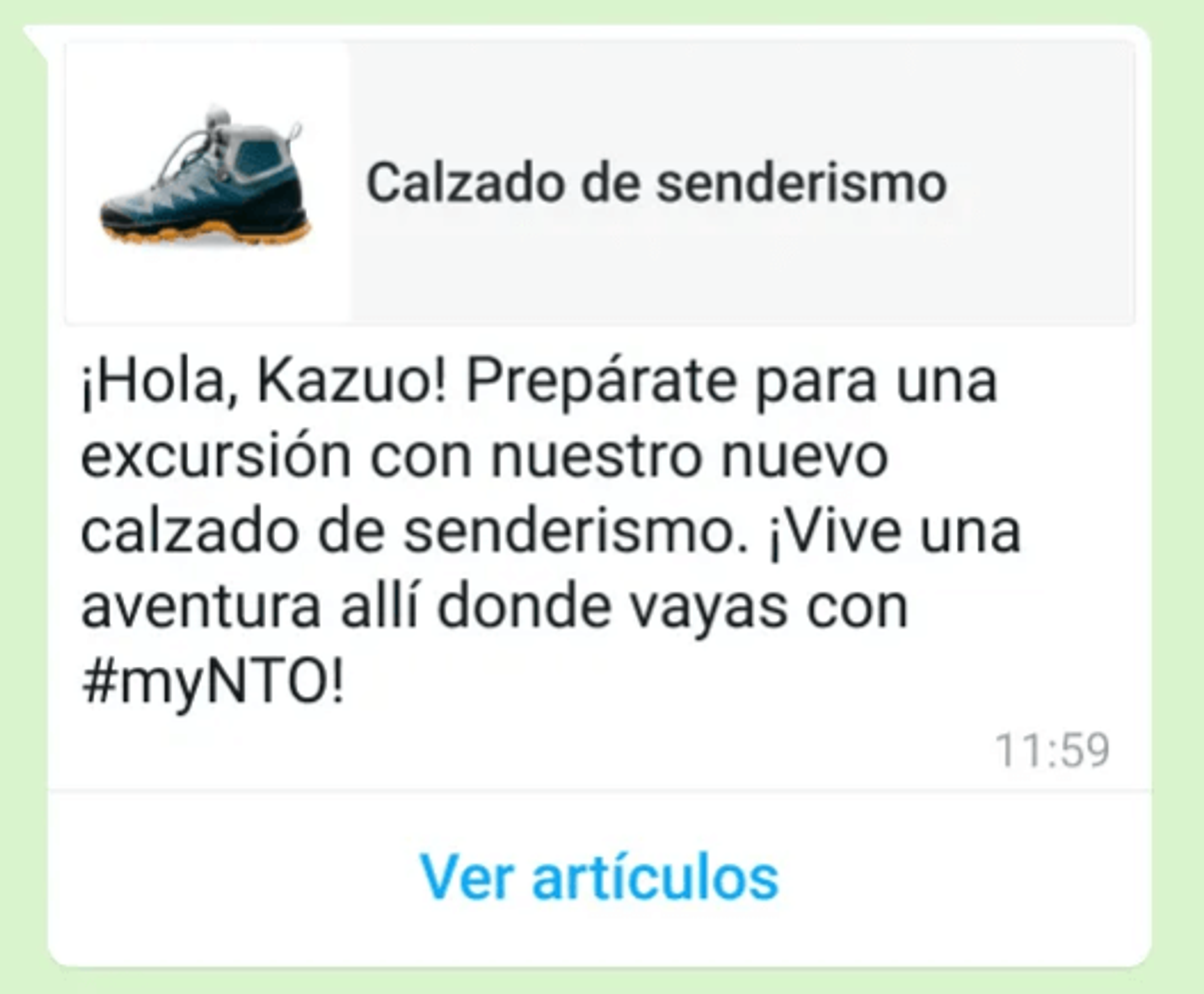 Ejemplo de plantilla de marketing con promoción en WhatsApp Business Platform