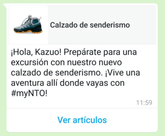 Ejemplo de plantilla de marketing con promoción en WhatsApp Business Platform