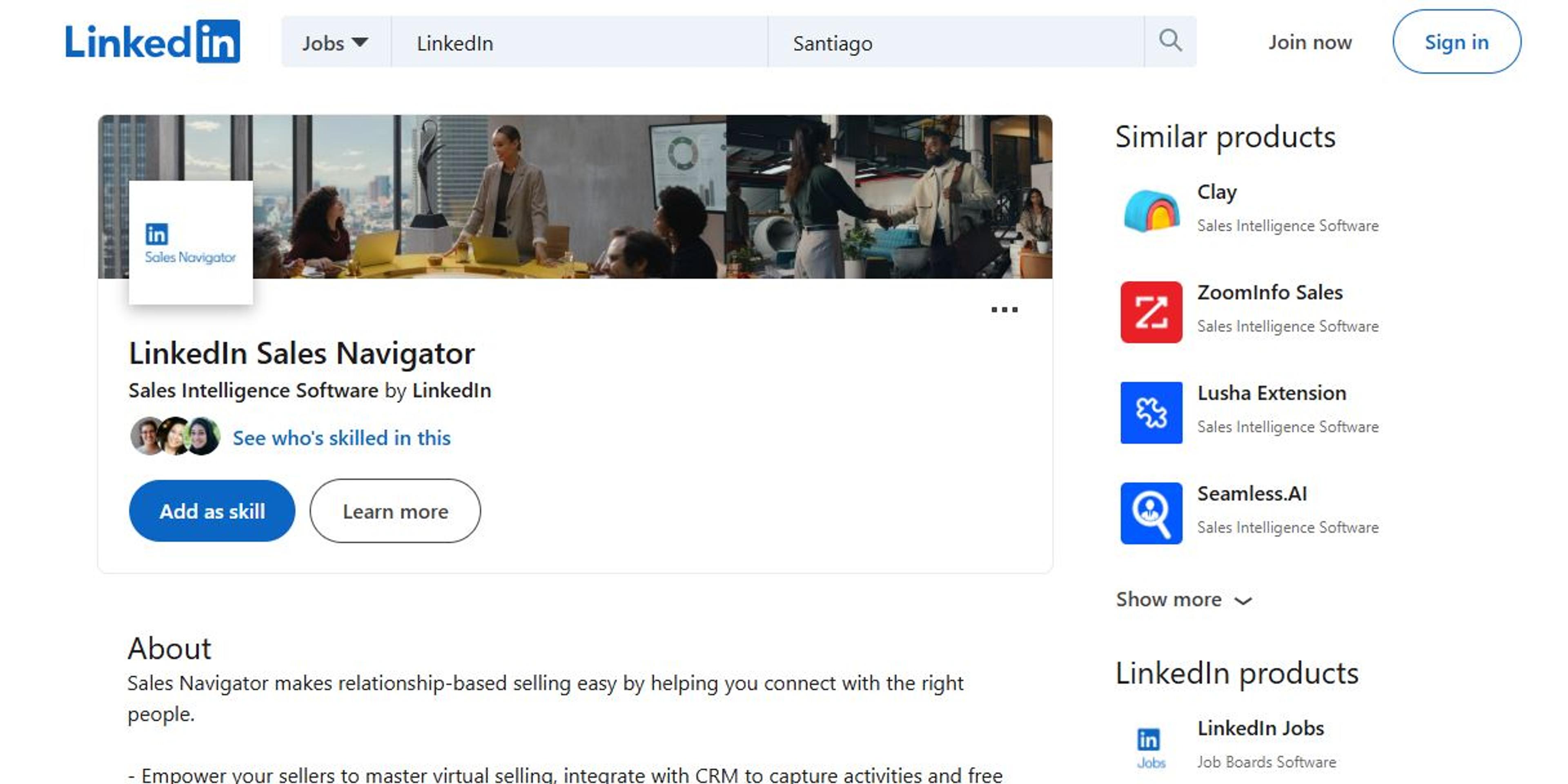 Página de inicio de LinkedIn Sales Navigator