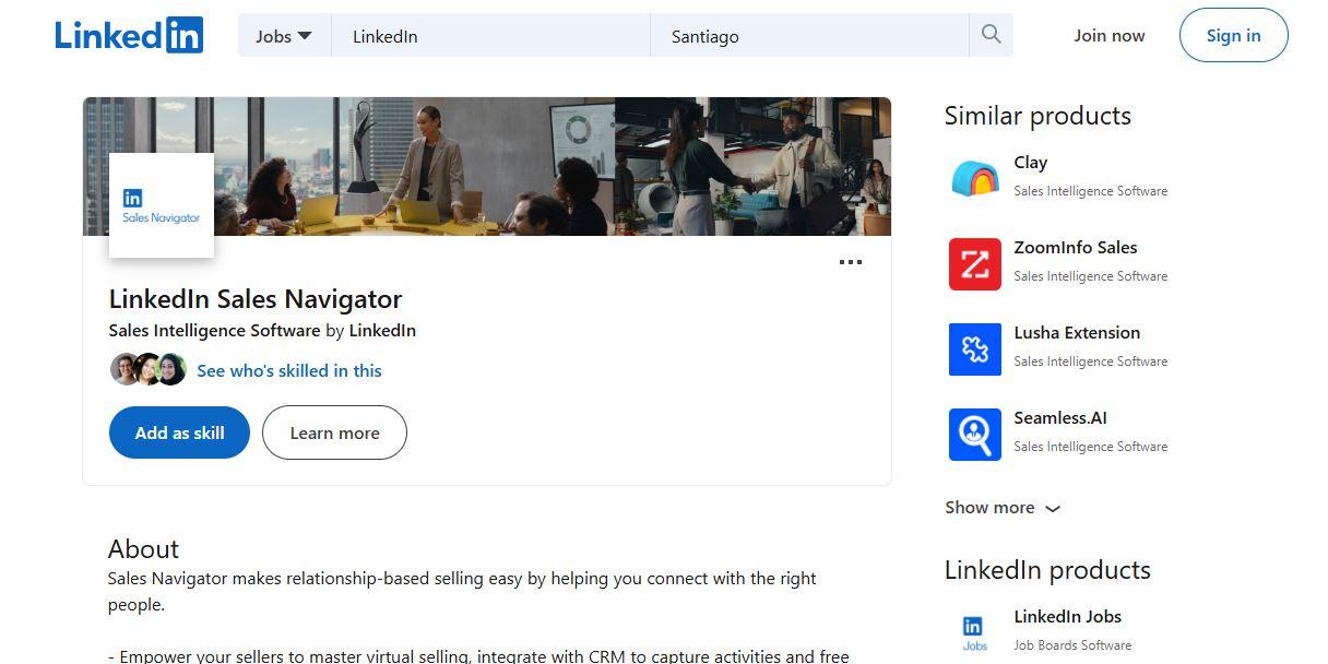 Página de inicio de LinkedIn Sales Navigator