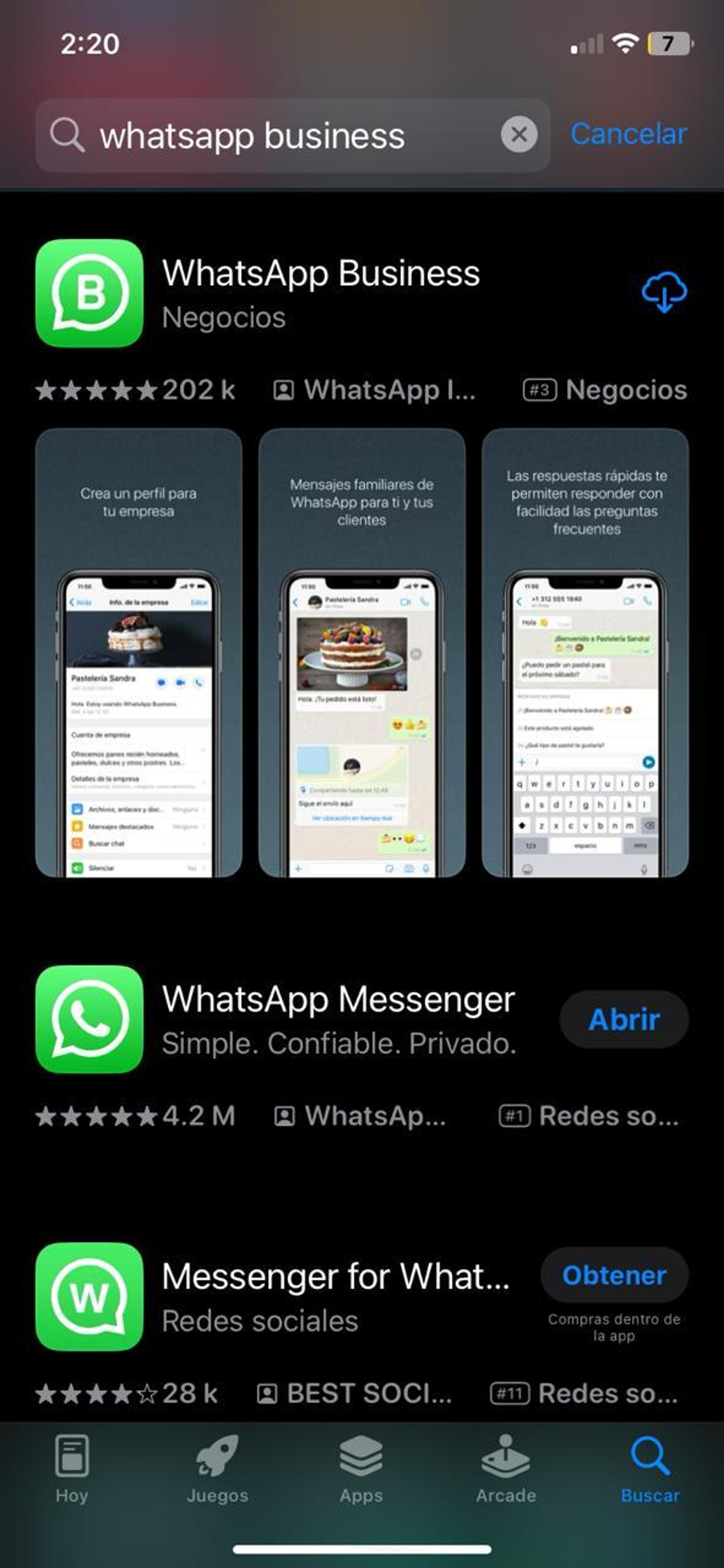 Imagen de descarga de WhatsApp en Google Play