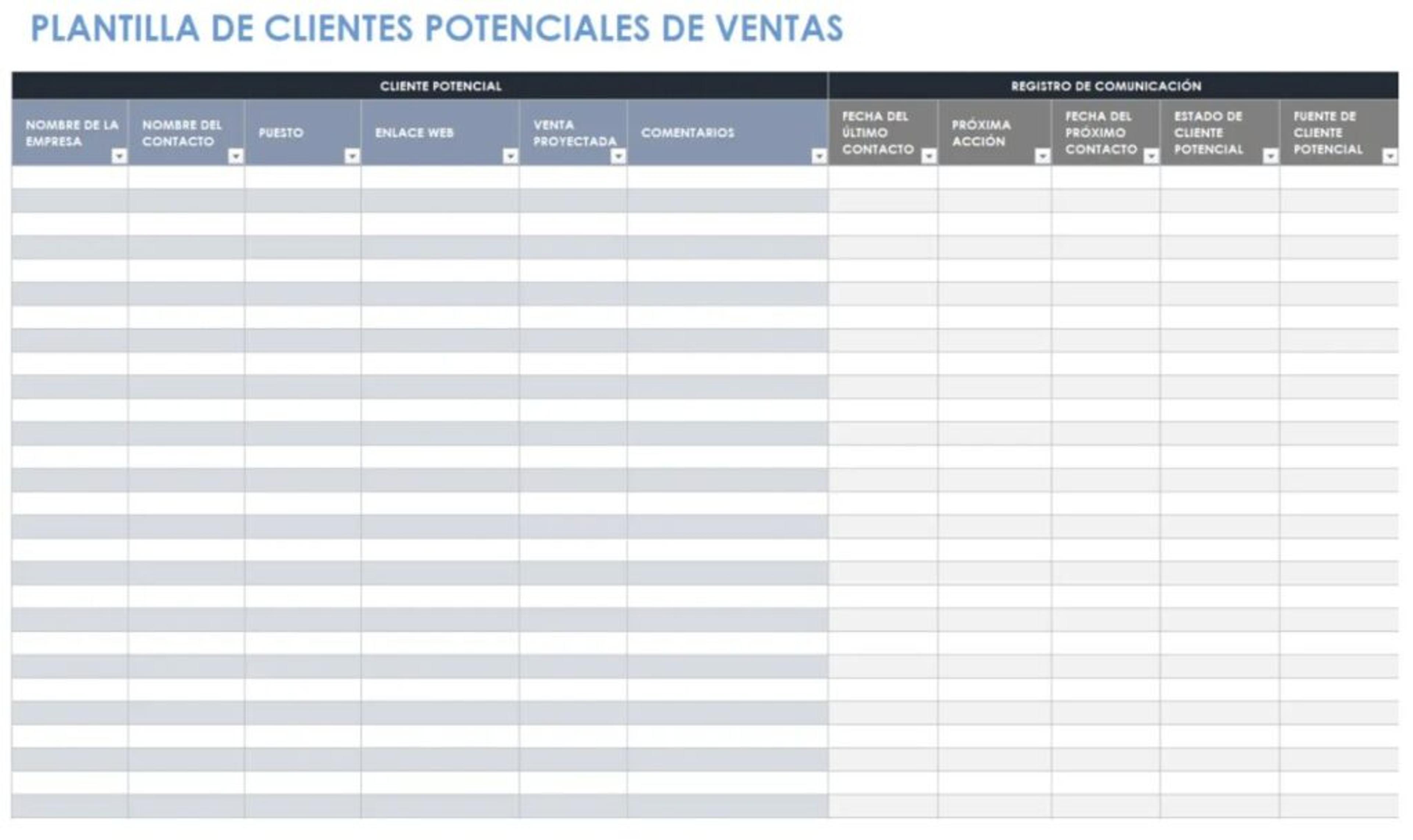 Plantilla de seguimiento de clientes y ventas