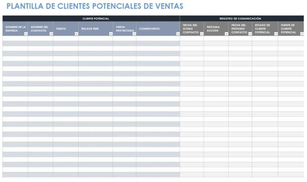 Plantilla de seguimiento de clientes y ventas