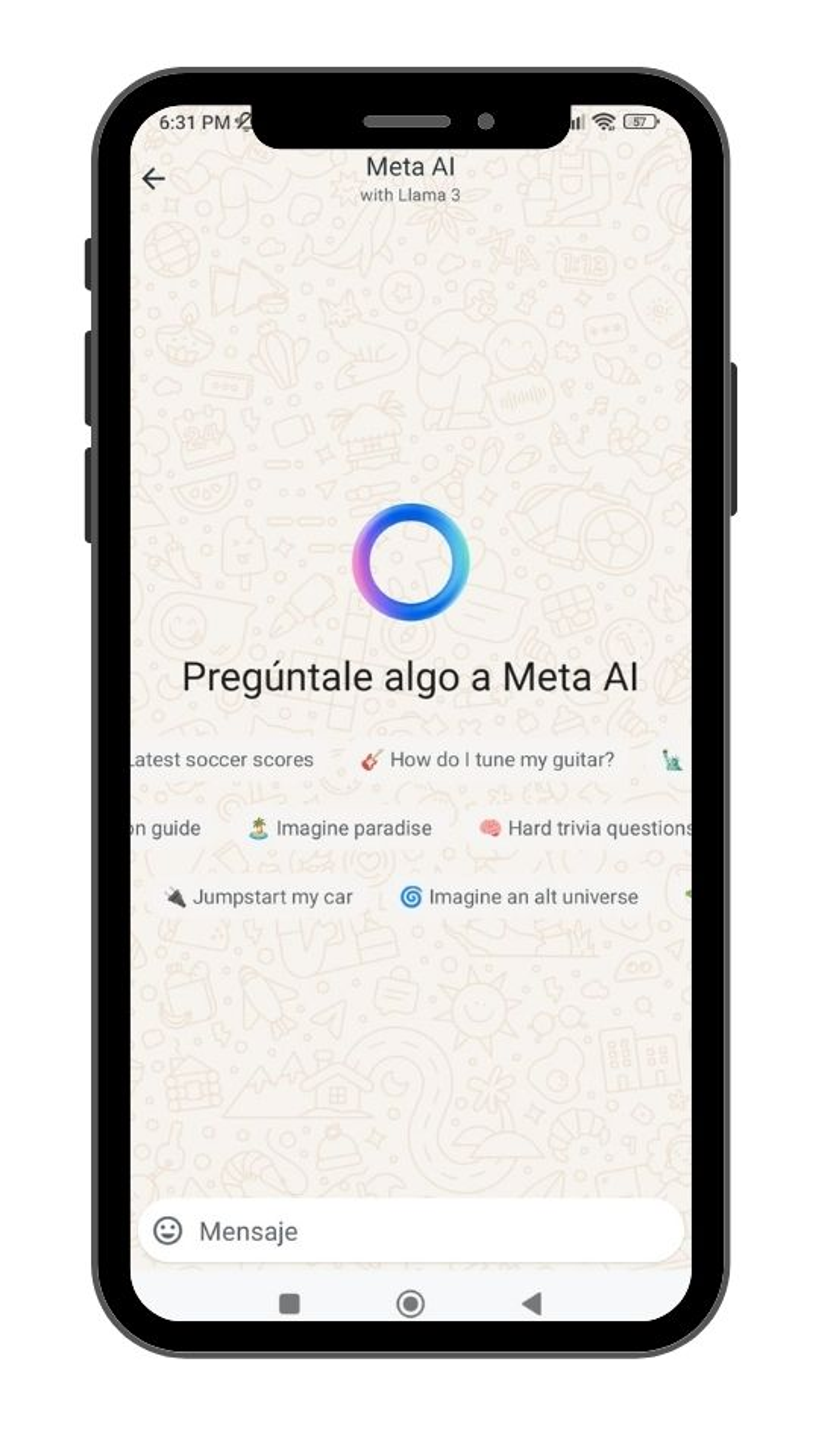 Chat de Meta AI en la app de WhatsApp