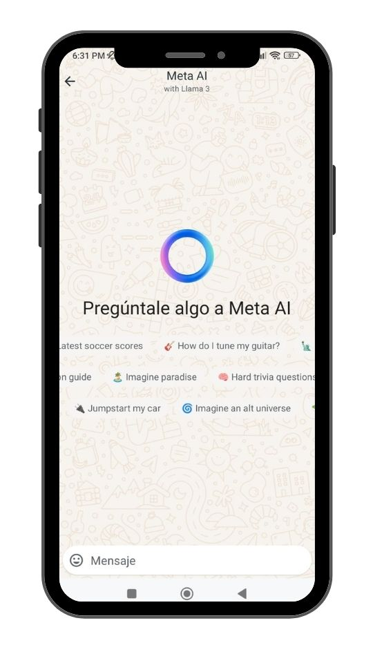 Chat de Meta AI en la app de WhatsApp