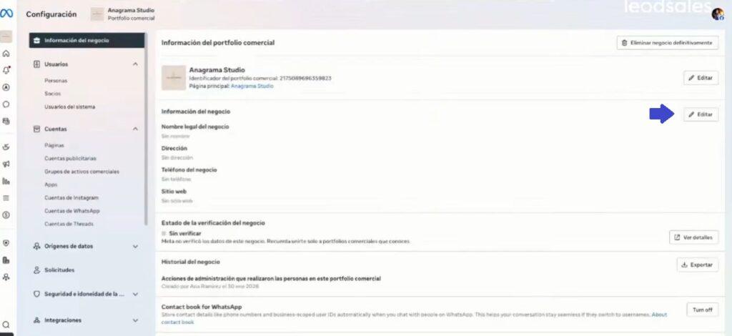 Acceso a sección de Información del portafolio comercial