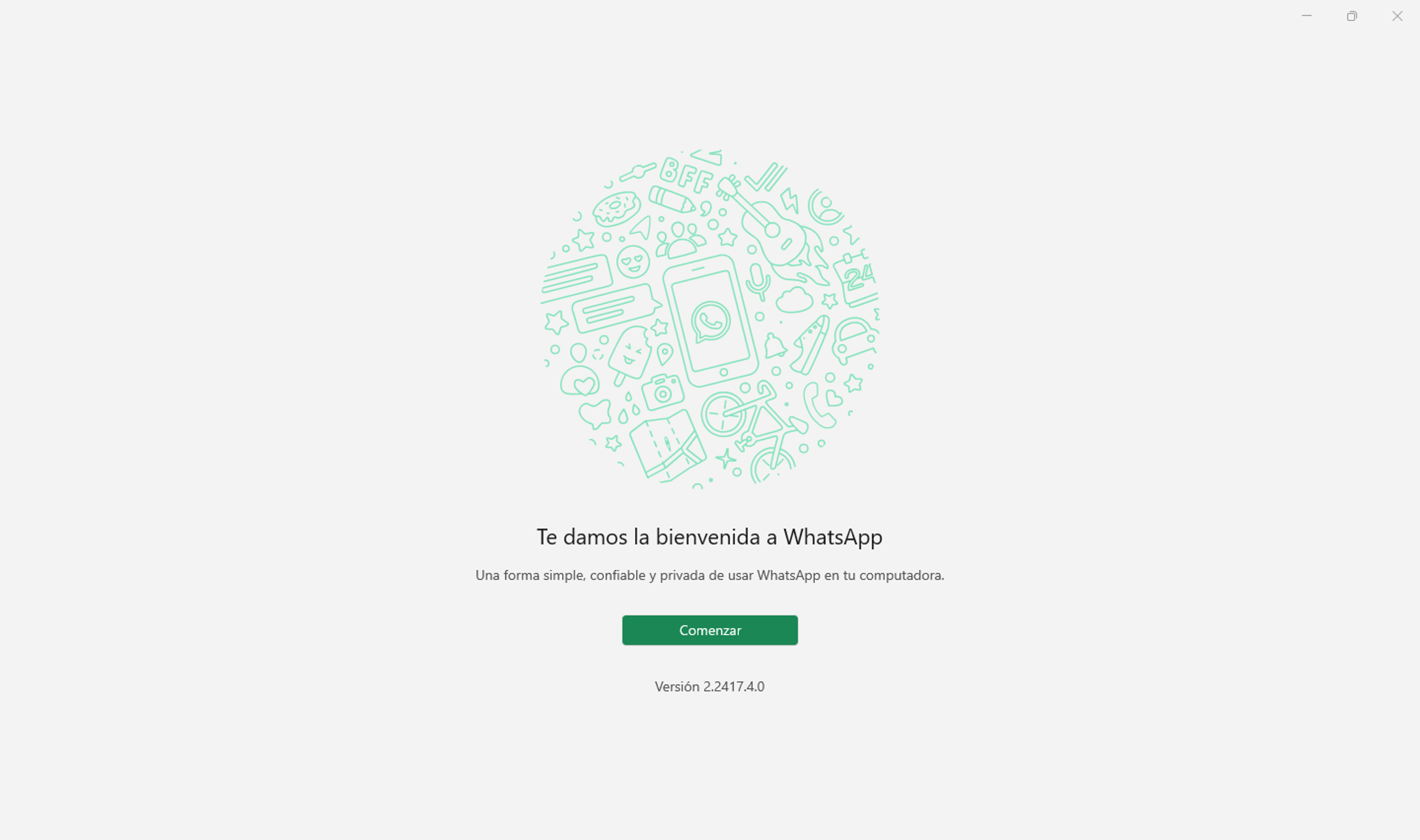 Pantalla de inicio de Web WhatsApp Business