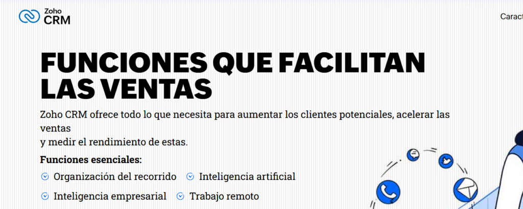 Pantalla de Zoho CRM