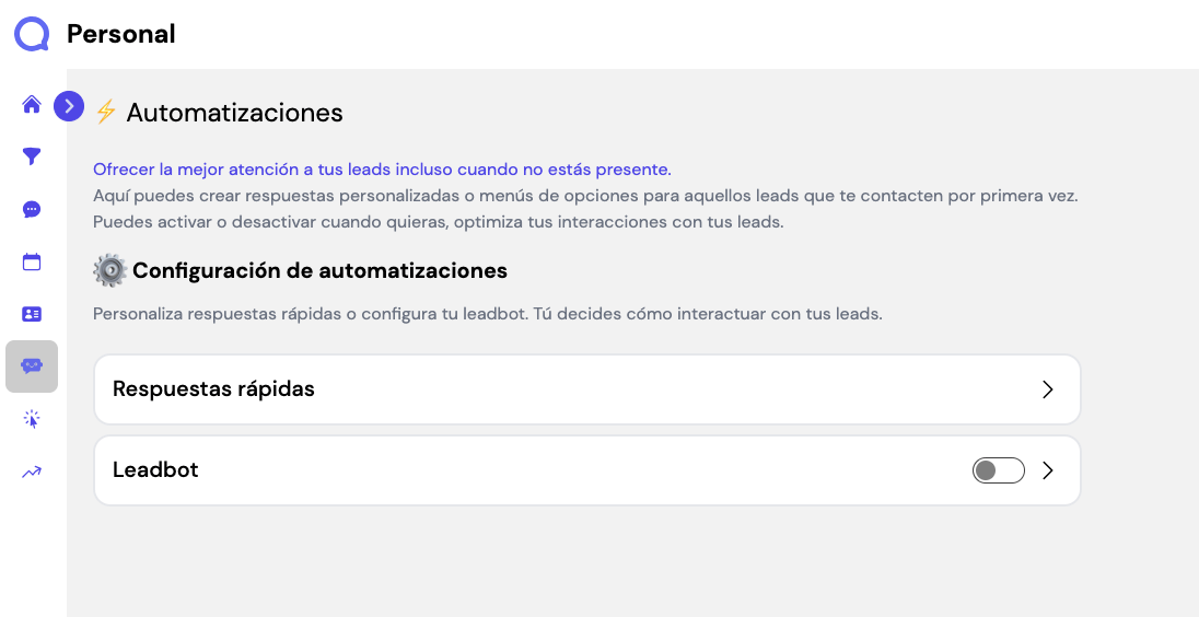 activar Leadbot de Leadsales paso 1