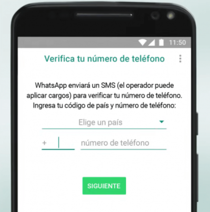 Pantalla para verificar tu cuenta de WhatsApp
