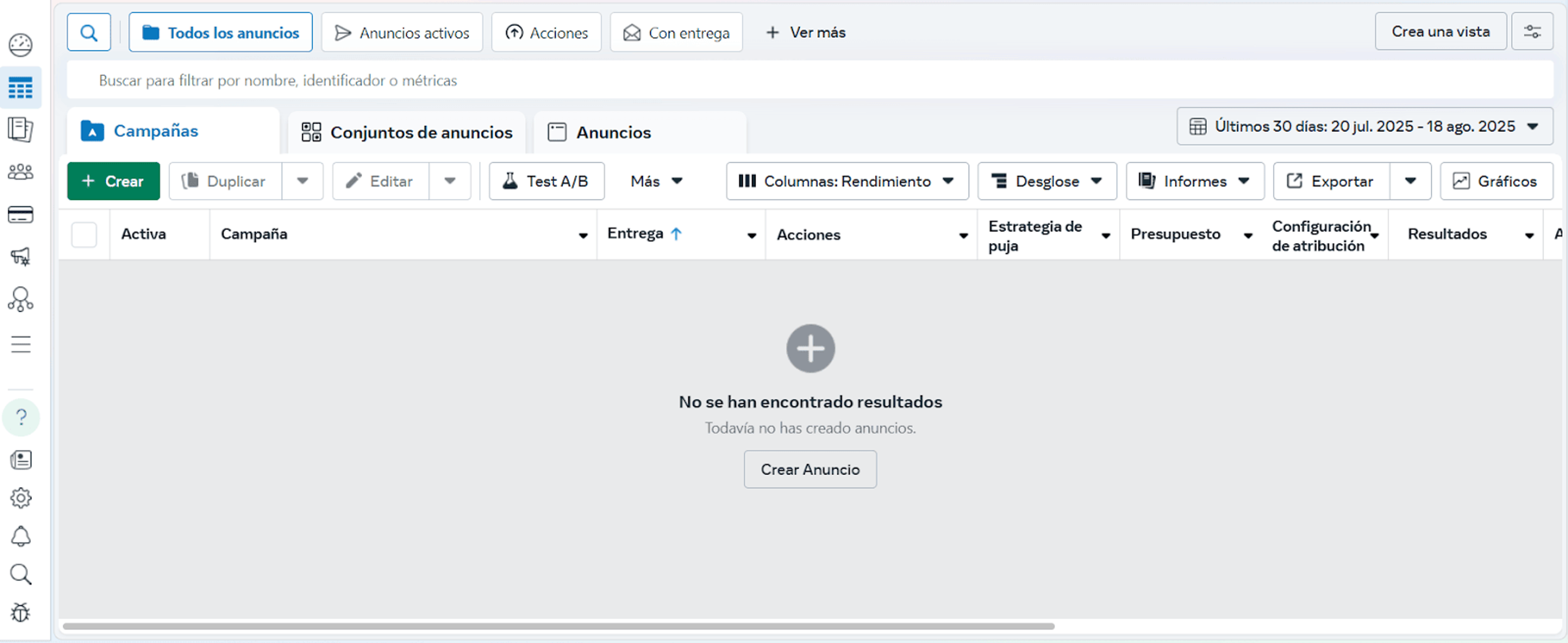 Pantalla para crear anuncio para Instagram Ads