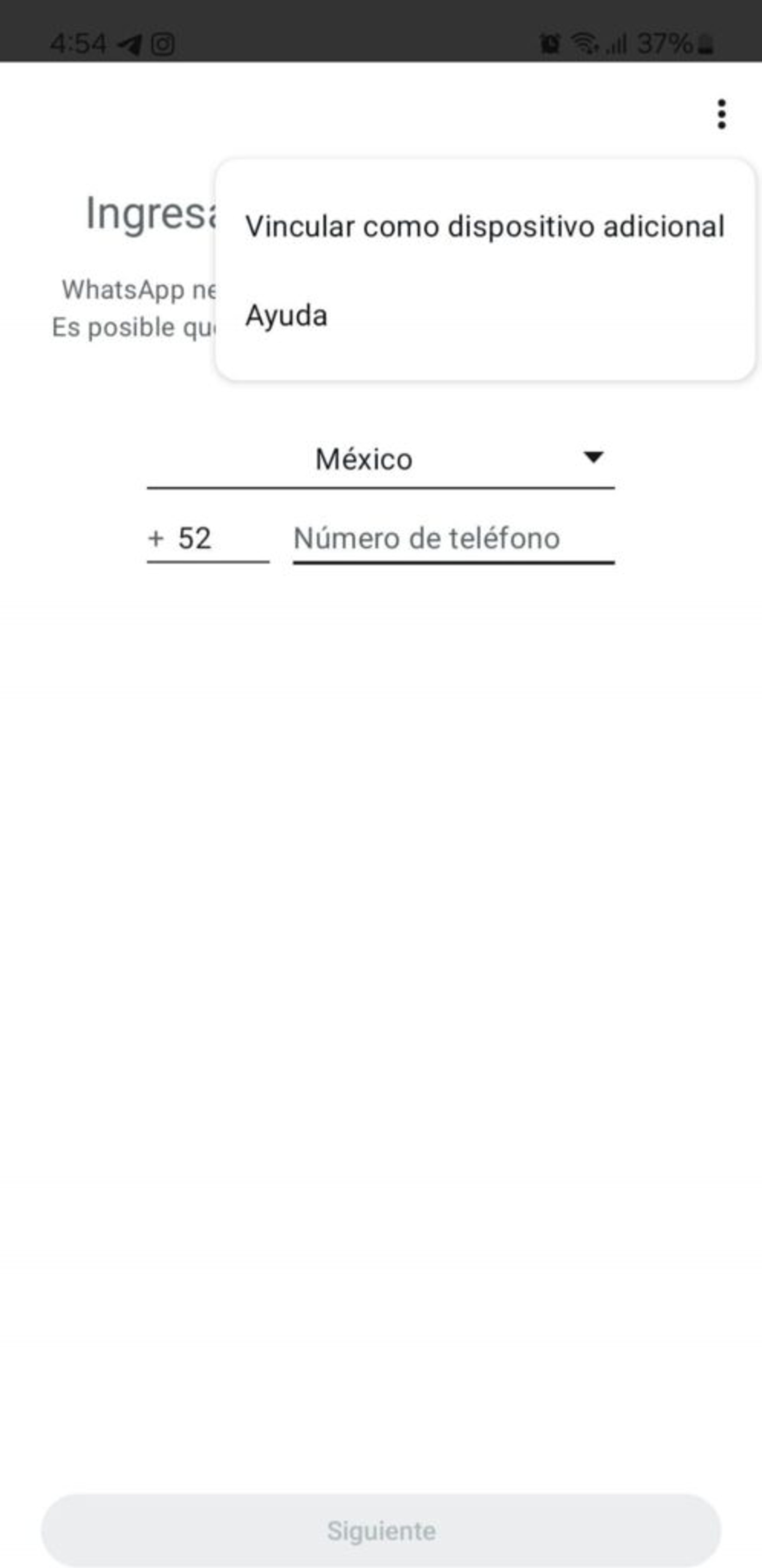 Pantalla de vinculación de dispositivos para tener WhatsApp Business en dos celulares
