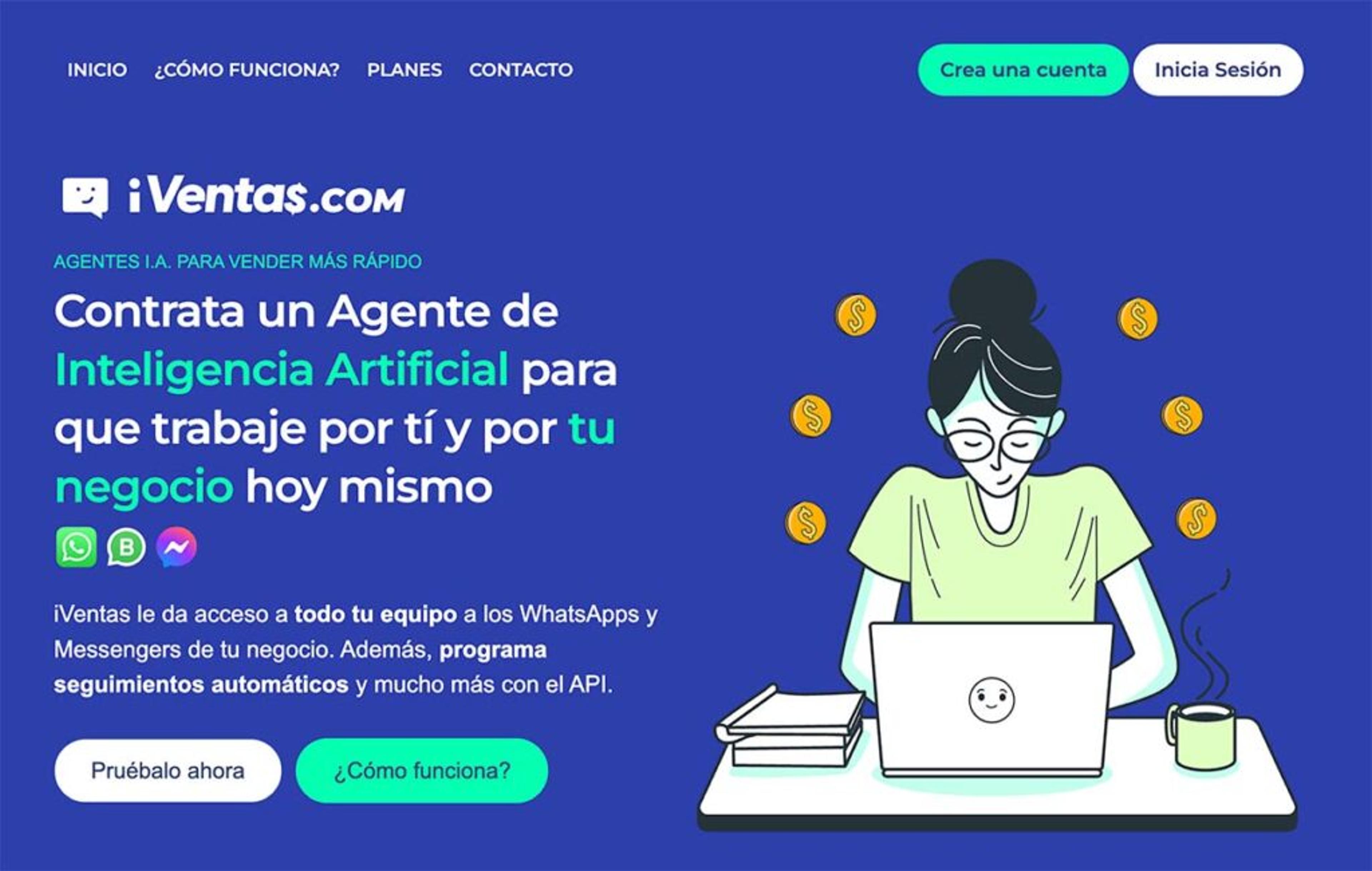 Captura de pantalla de la página web de iVentas