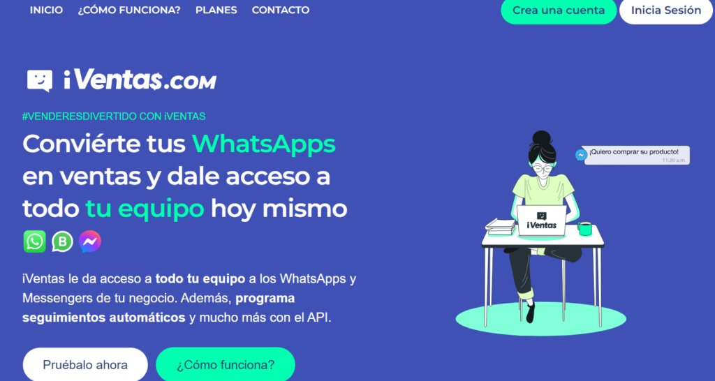Página de iVentas para convertir WhatsApps en ventas
