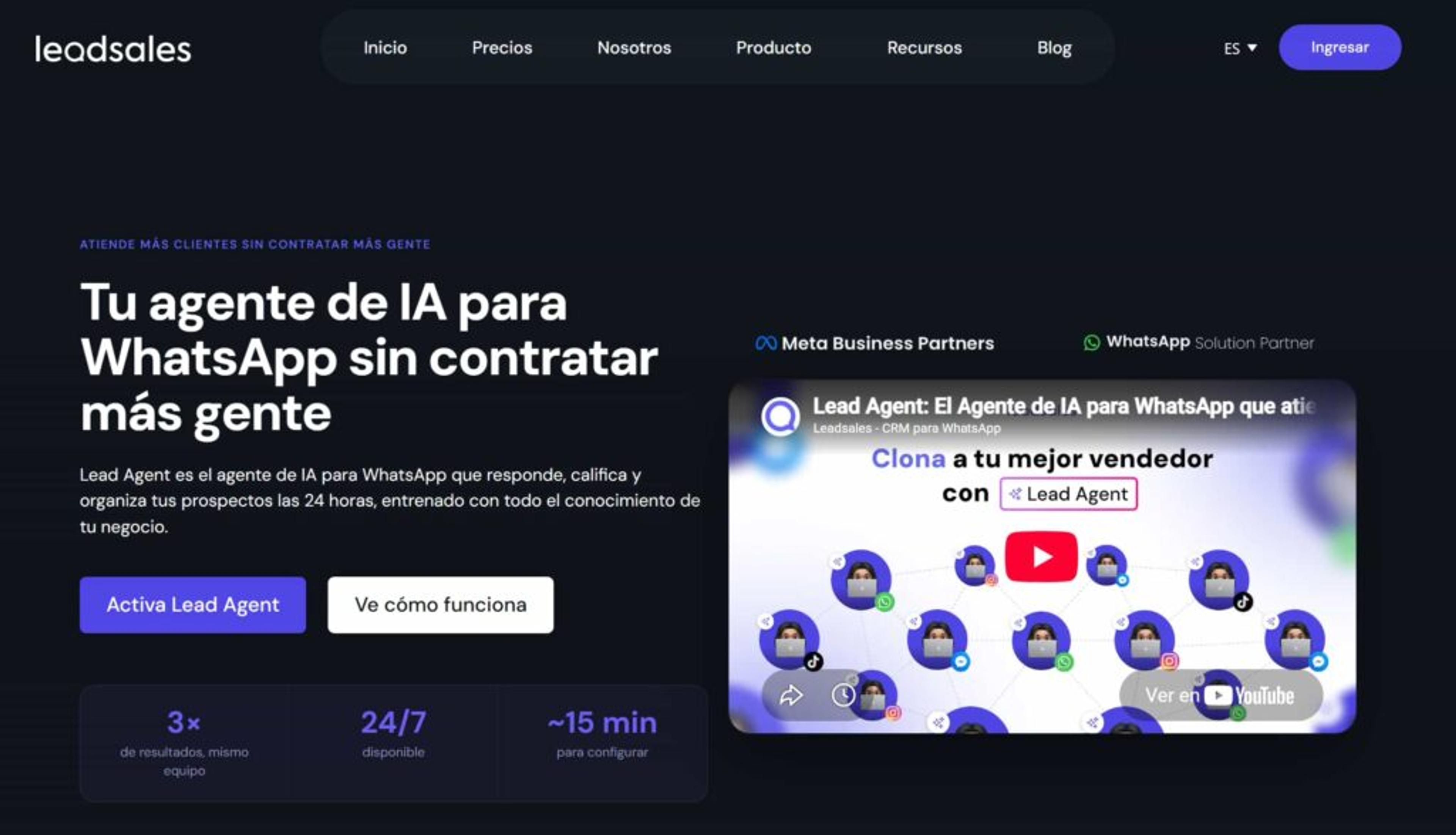 Página de Lead Agent de Leadsales