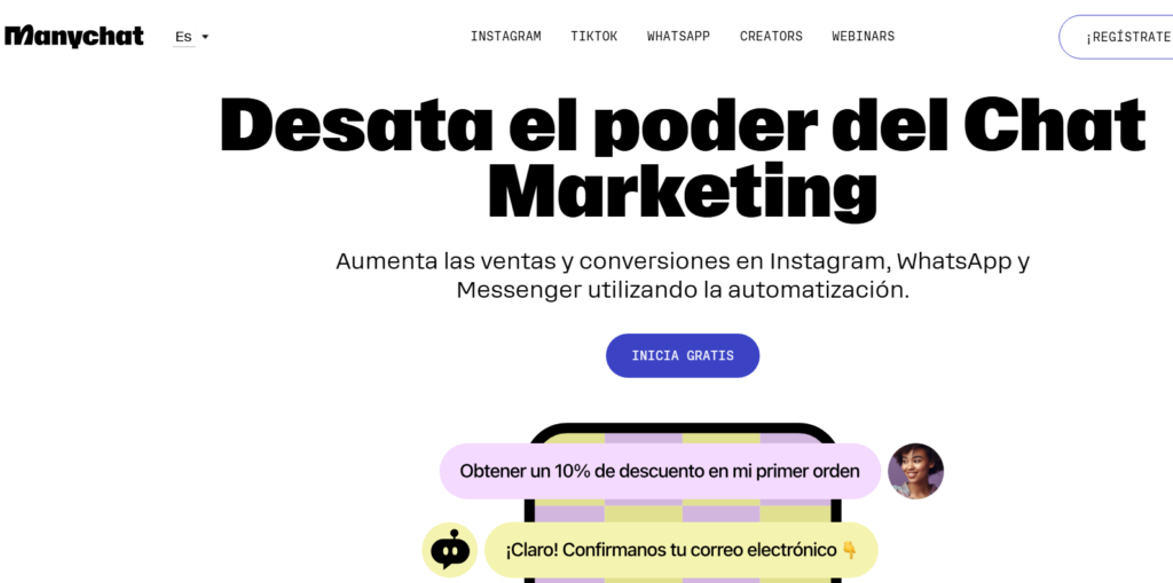Pantalla de ManyChat