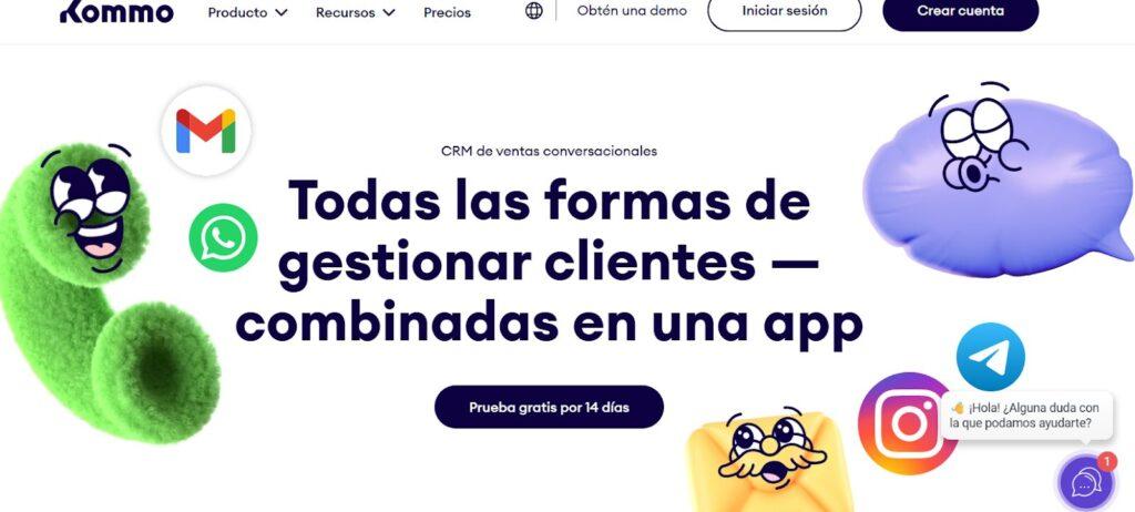 Página de Kommo CRM conversacional para gestionar clientes