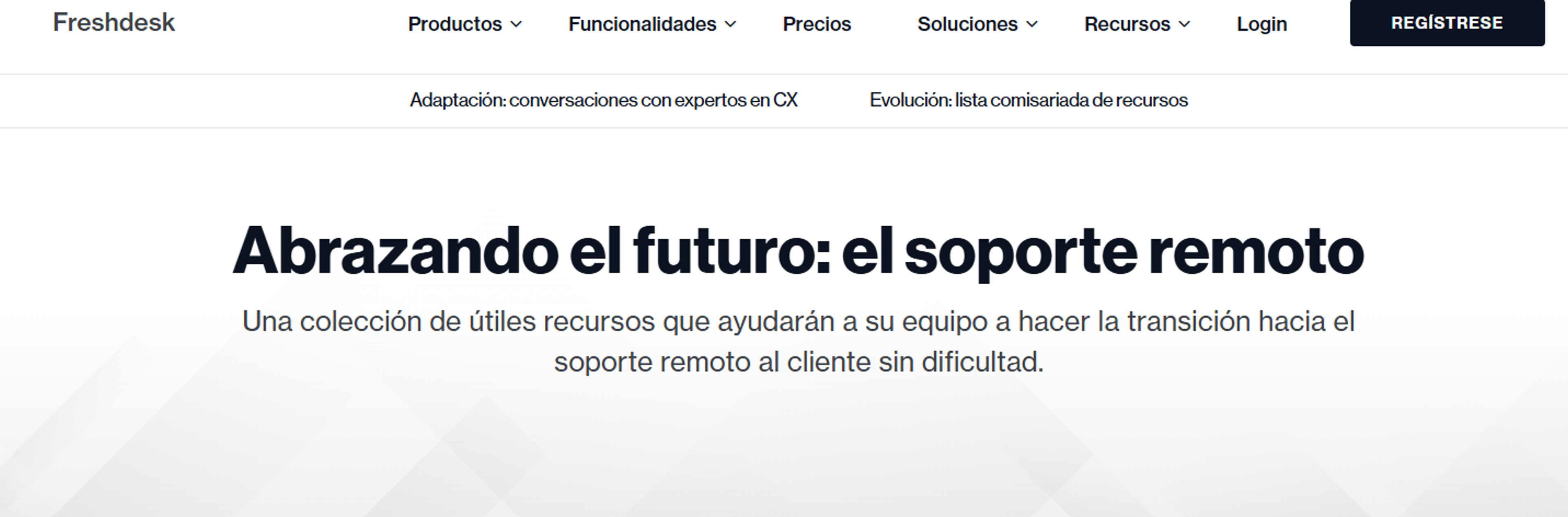 Pantalla de soporte de Freshdesk