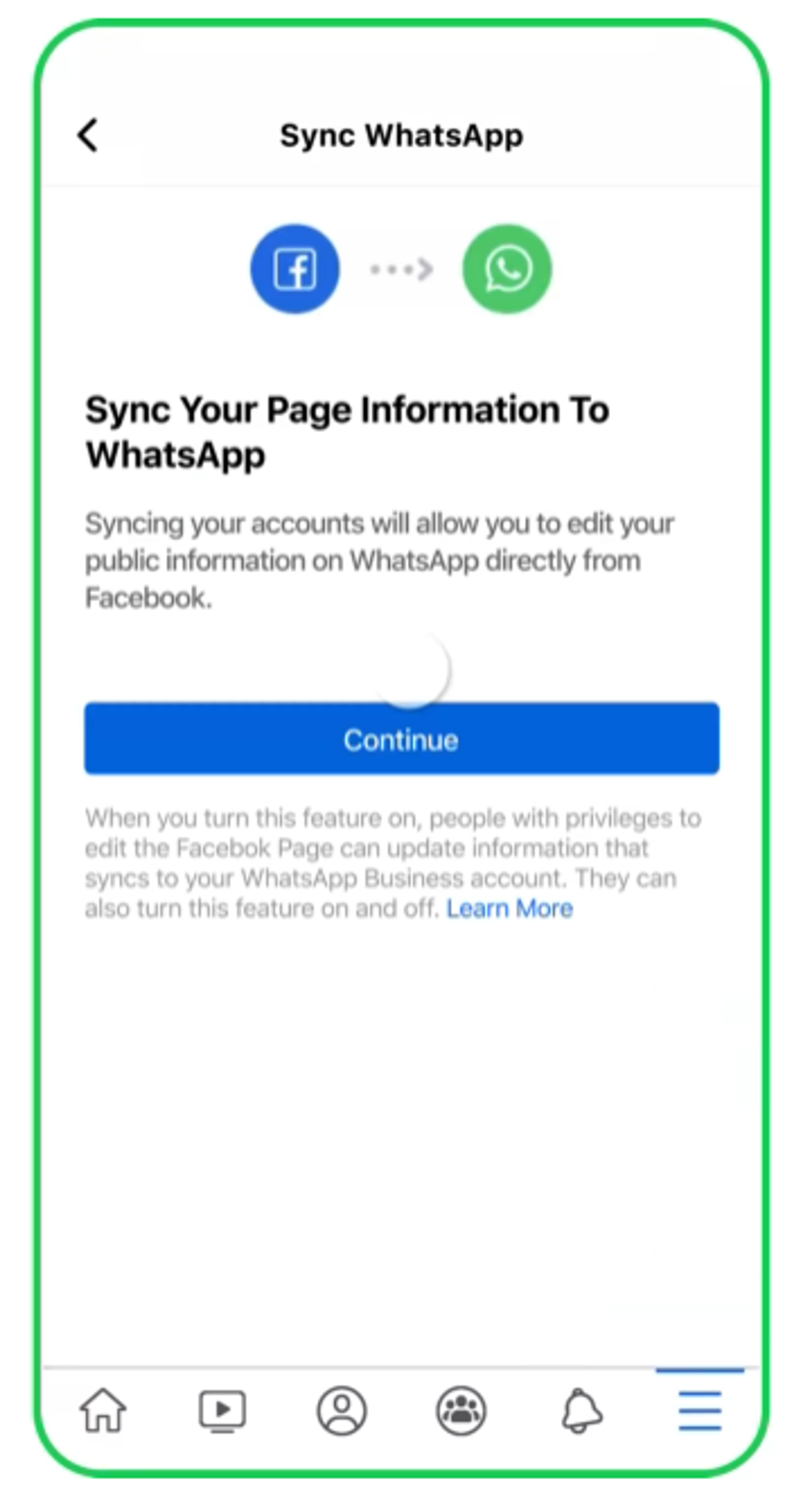 Pasos para vincular WhatsApp con Facebook