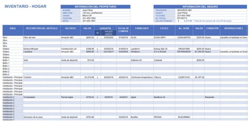 Plantilla de control de inventario con ventas
