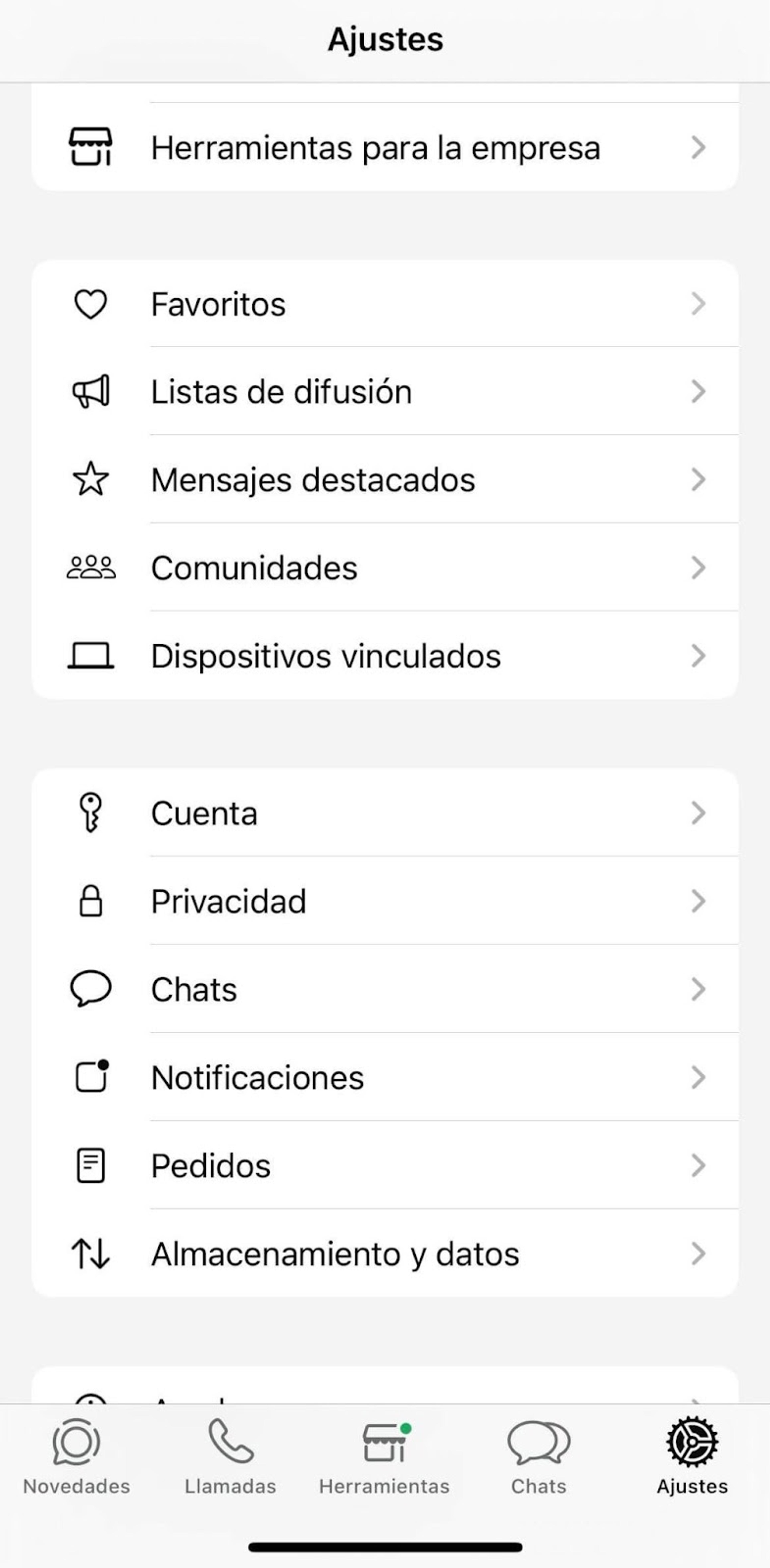 Pantalla para selección de dispositivos