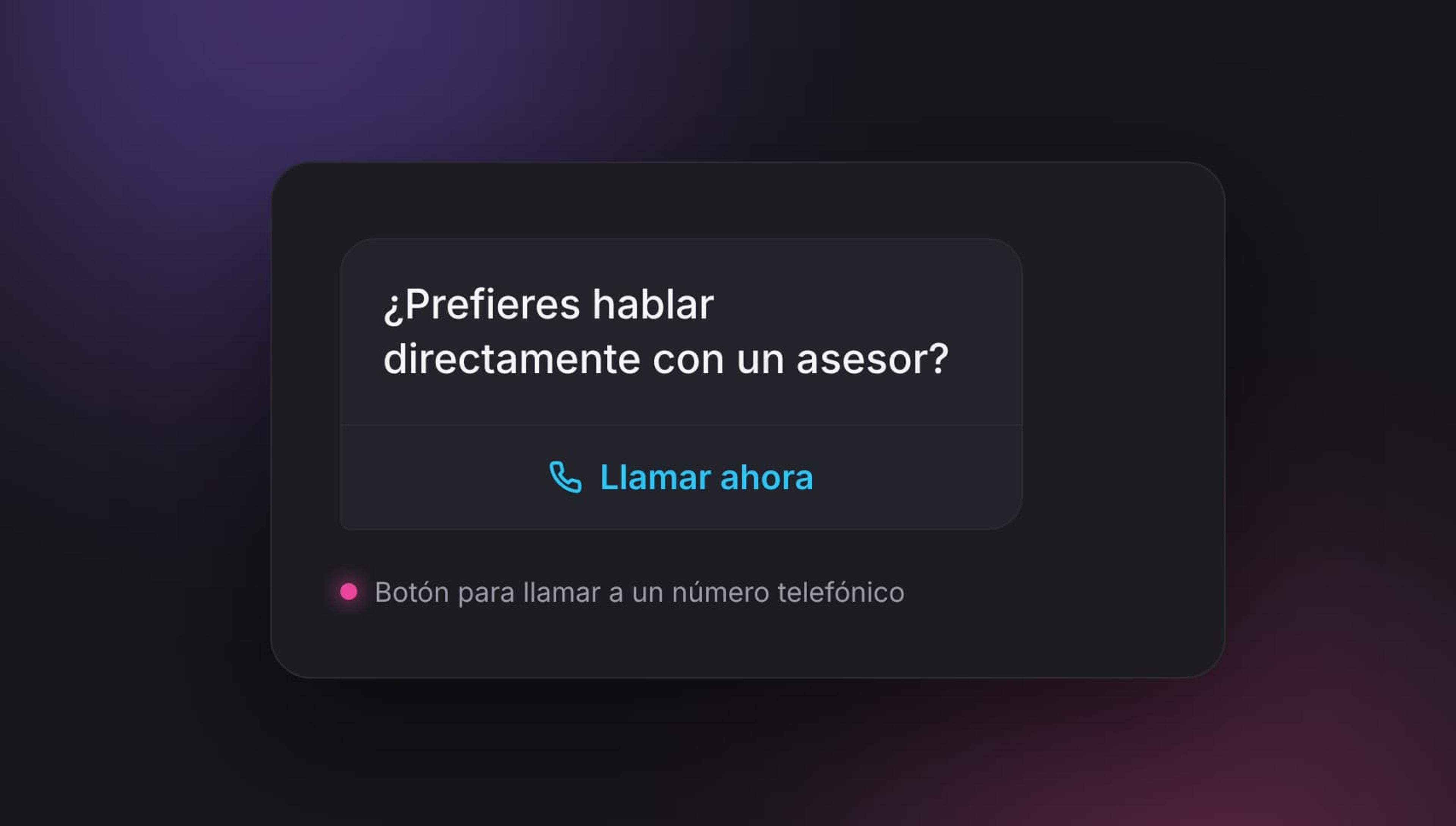Ejemplo de mensaje de WhatsApp Business API con botón para llamar a un número telefónico