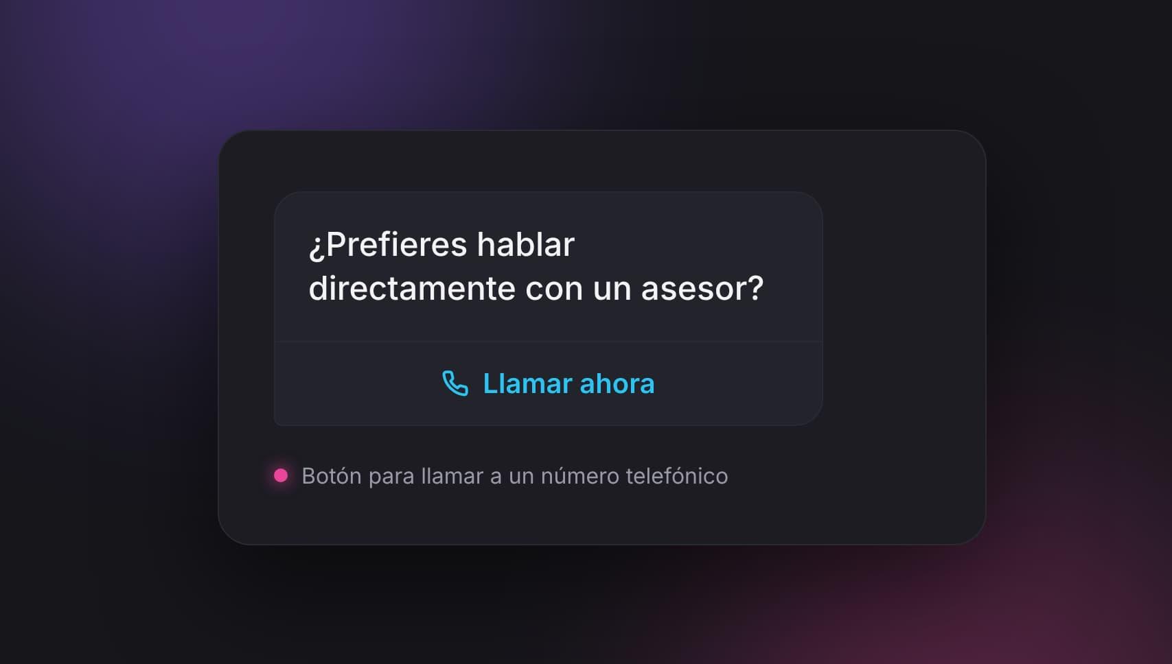 Ejemplo de mensaje de WhatsApp Business API con botón para llamar a un número telefónico