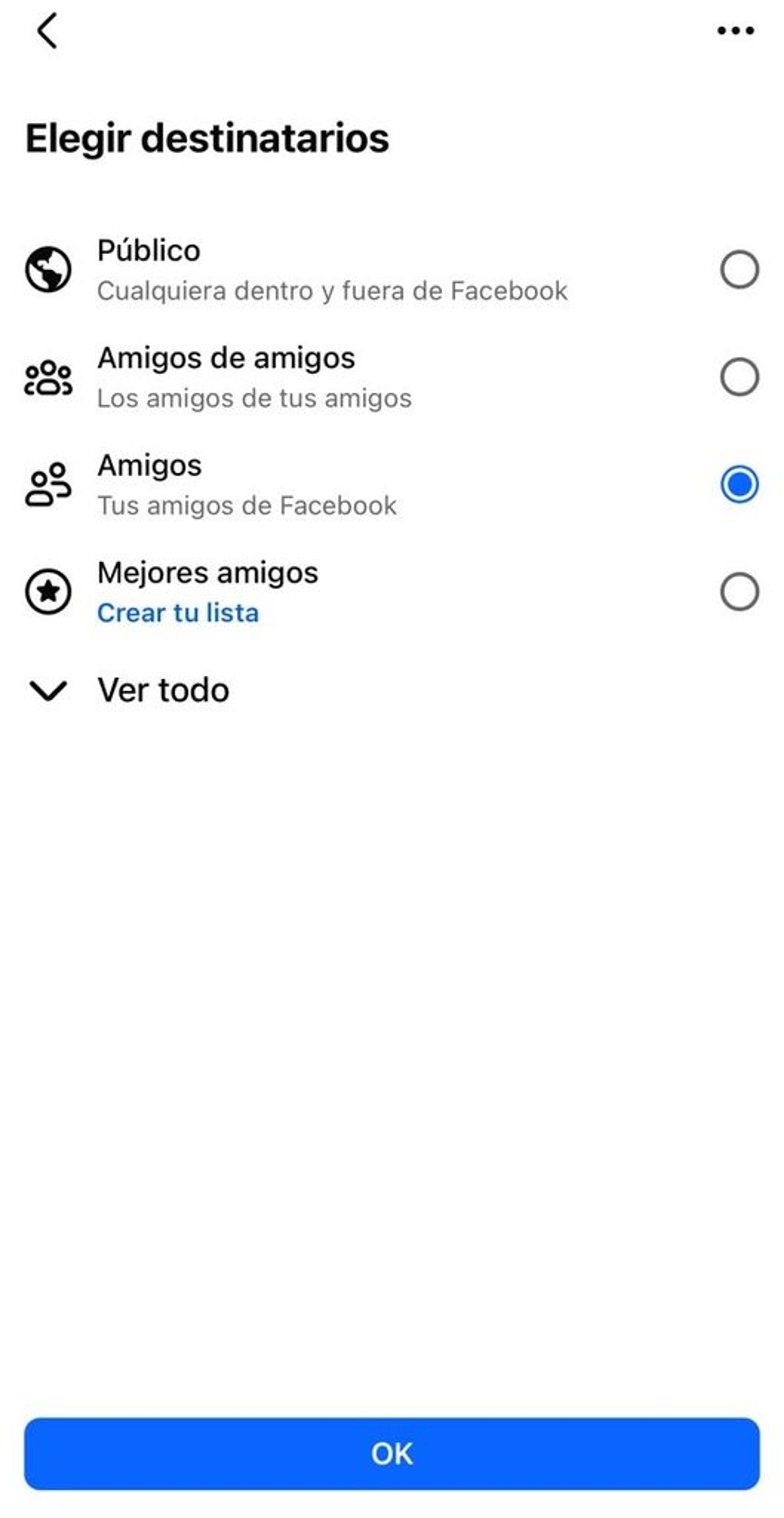 Pantalla para guardar configuración para agregar link de WhatsApp en cuenta de Facebook