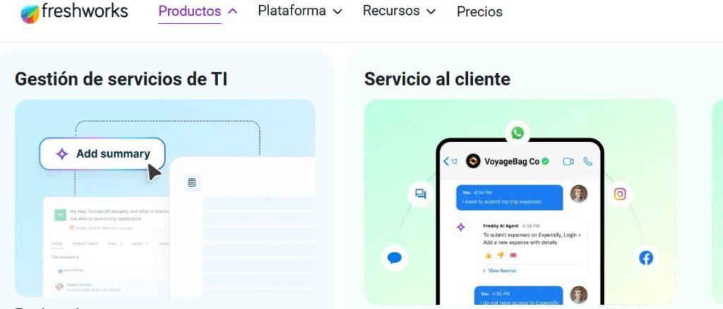 Pantalla de Freshworks