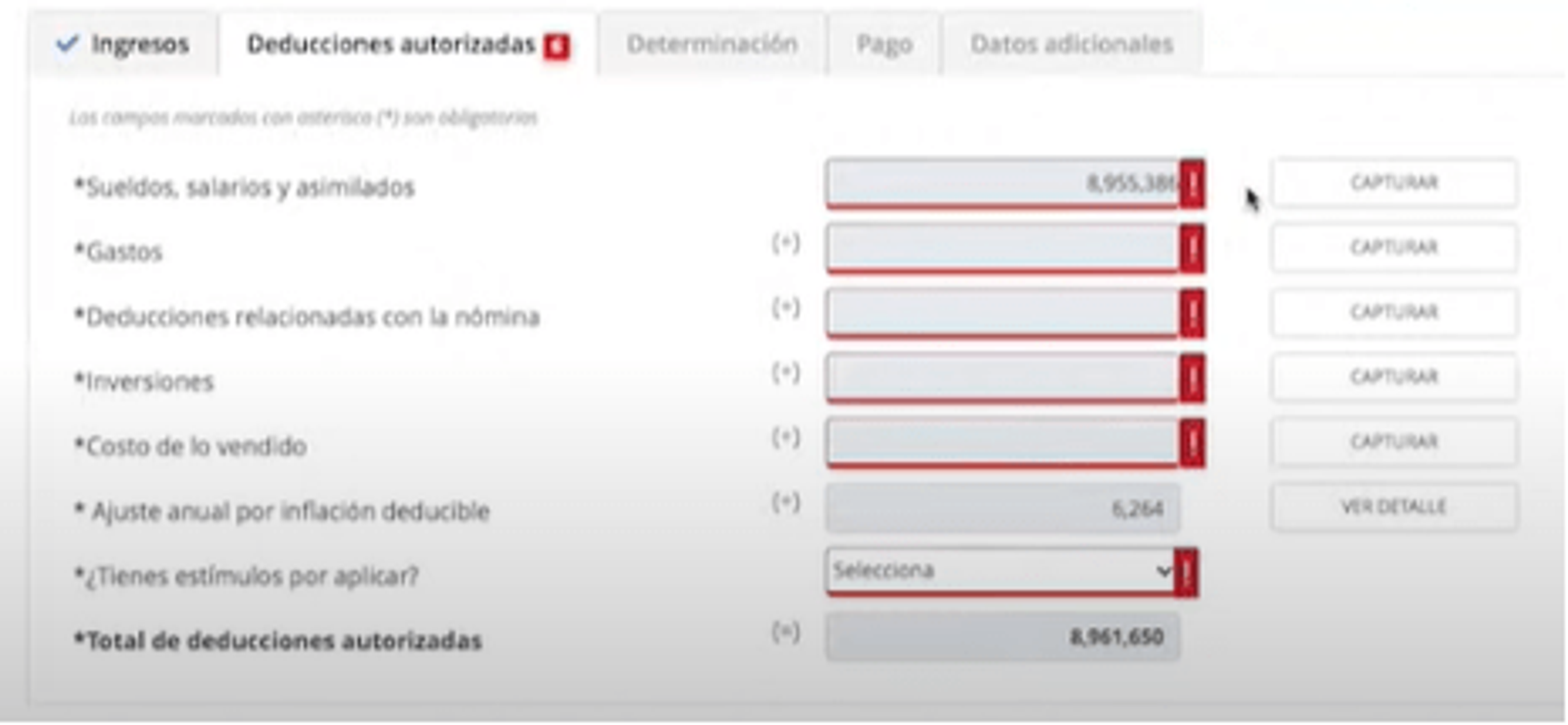 deducciones a registrar frente al SAT