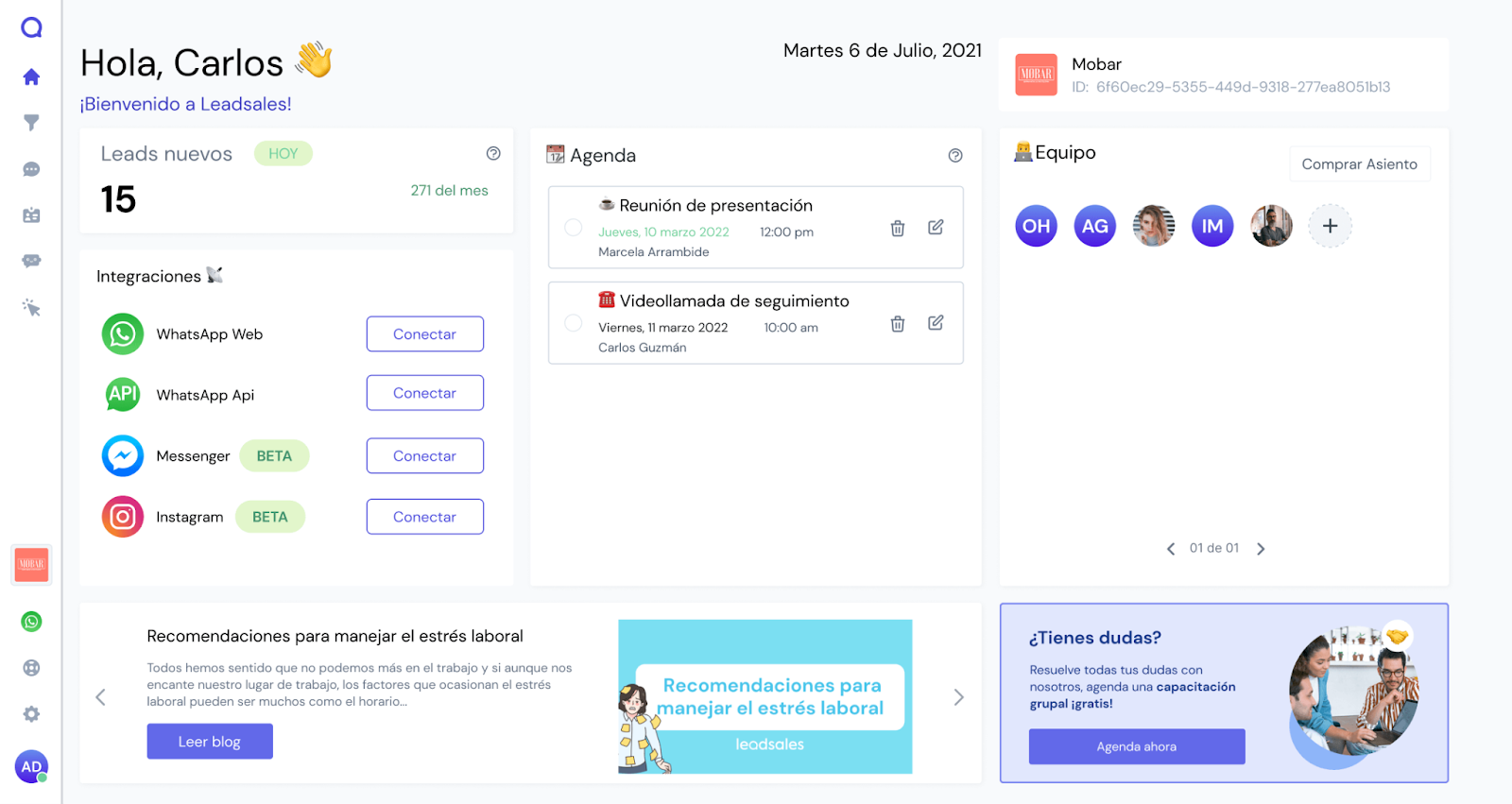 Pantalla de tour de cómo funciona Leadsales