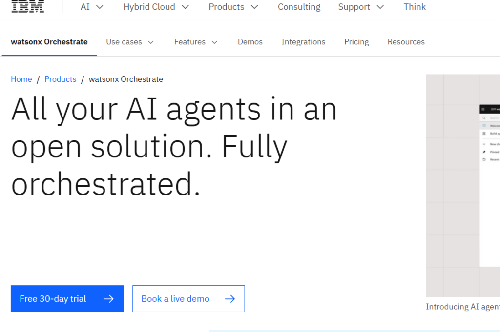 Pantalla de IBM Watson Assistant