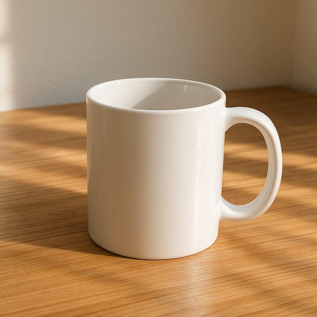 Diferentes imágenes generadas por IA sobre una taza blanca