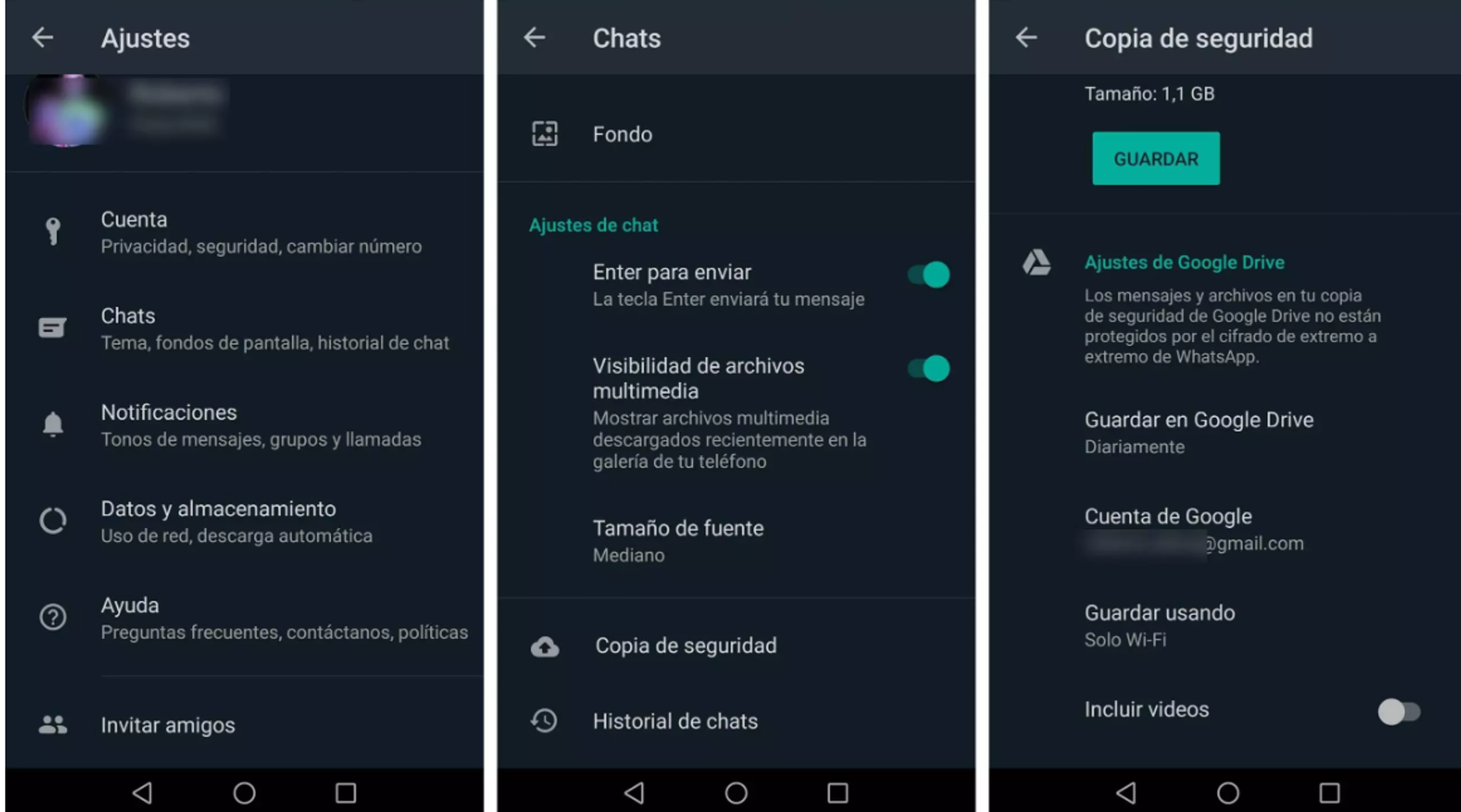 Pasos en WhatsApp para acceder a la copia de seguridad