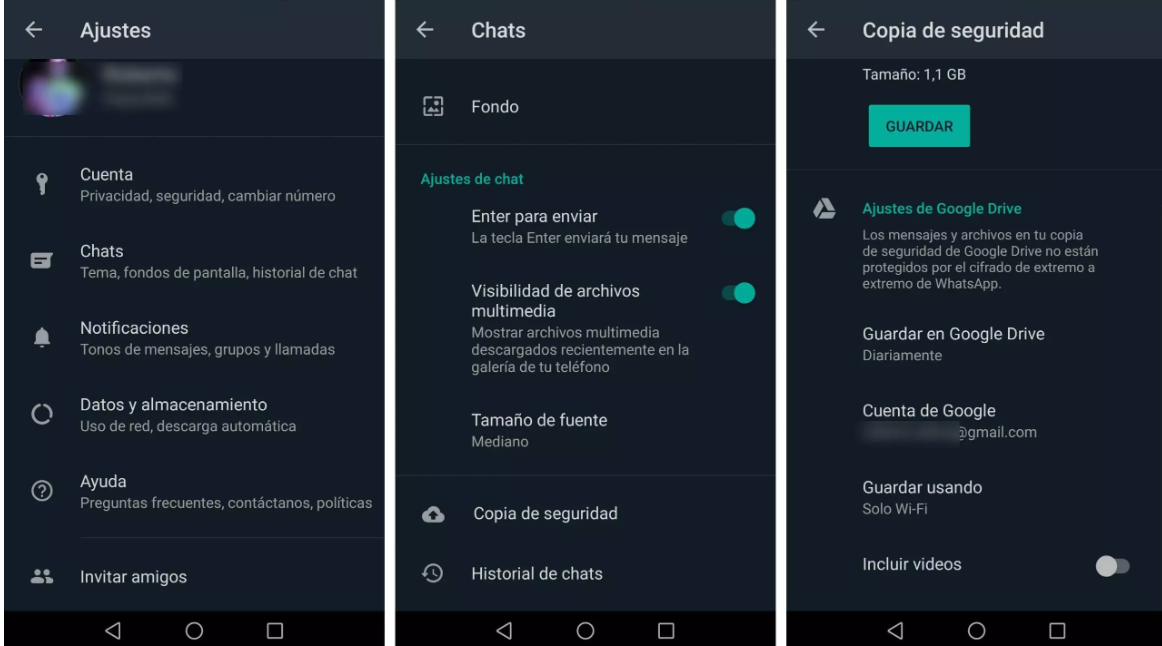 Pasos en WhatsApp para acceder a la copia de seguridad