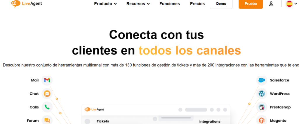 Pantalla de LiveAgent
