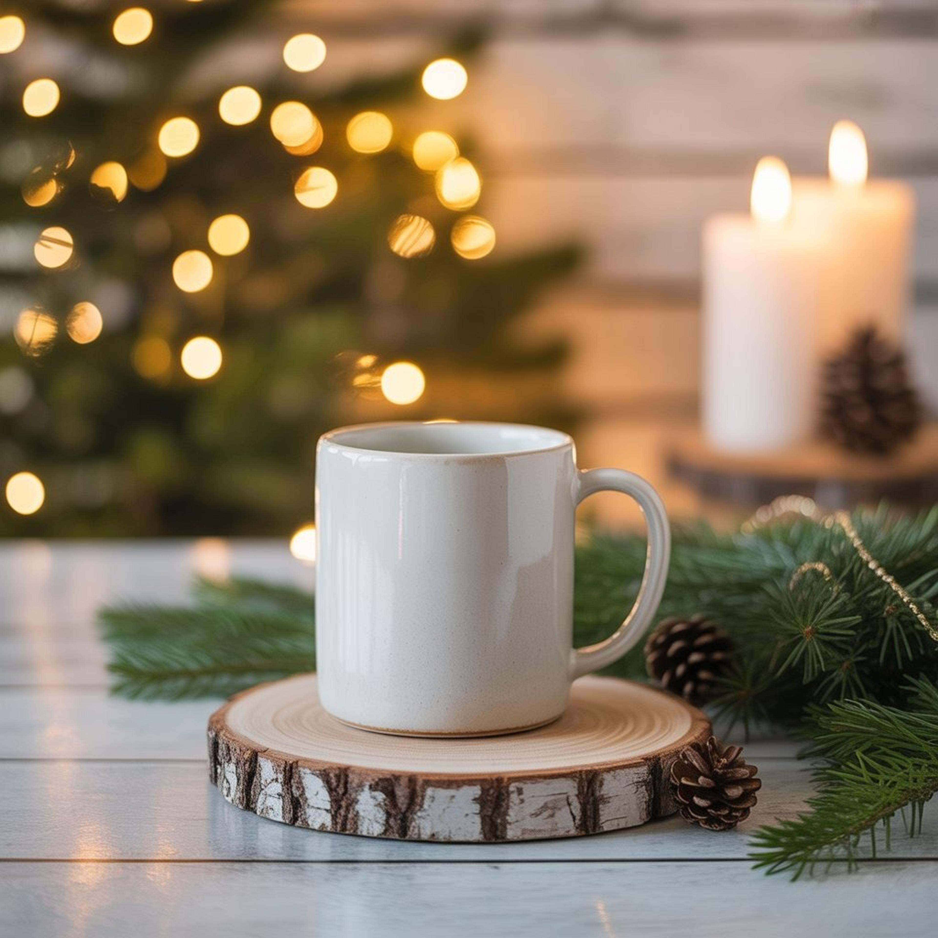 Diferentes imágenes generadas por IA sobre una taza blanca