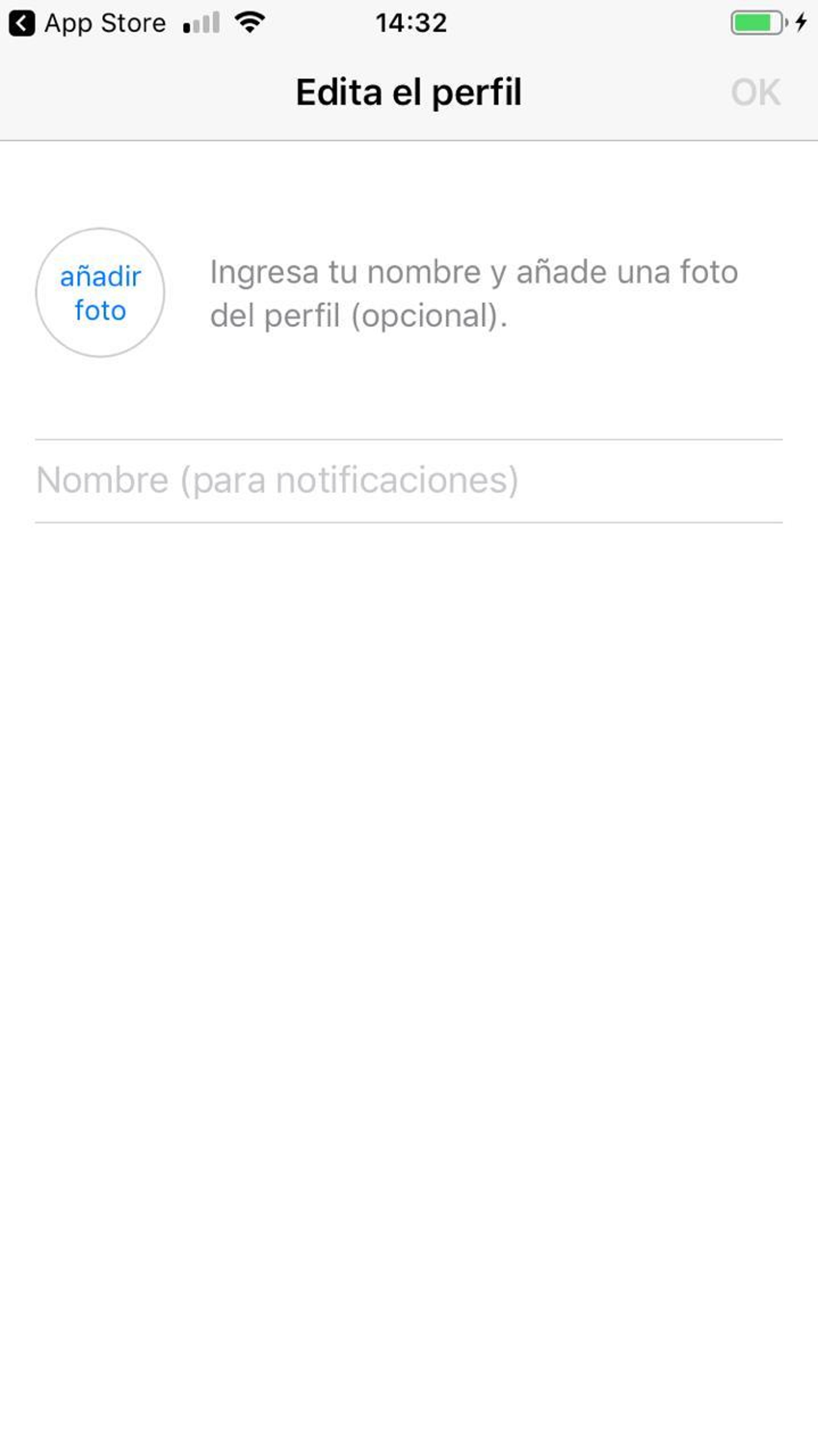 Pantalla para editar el perfil en WhatsApp