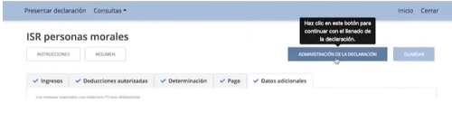 administración de la declaración frente al SAT
