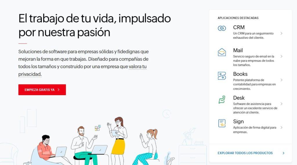 Página web de Zoho CRM