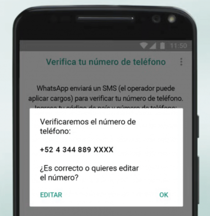 Pantalla para verificar tu número de teléfono