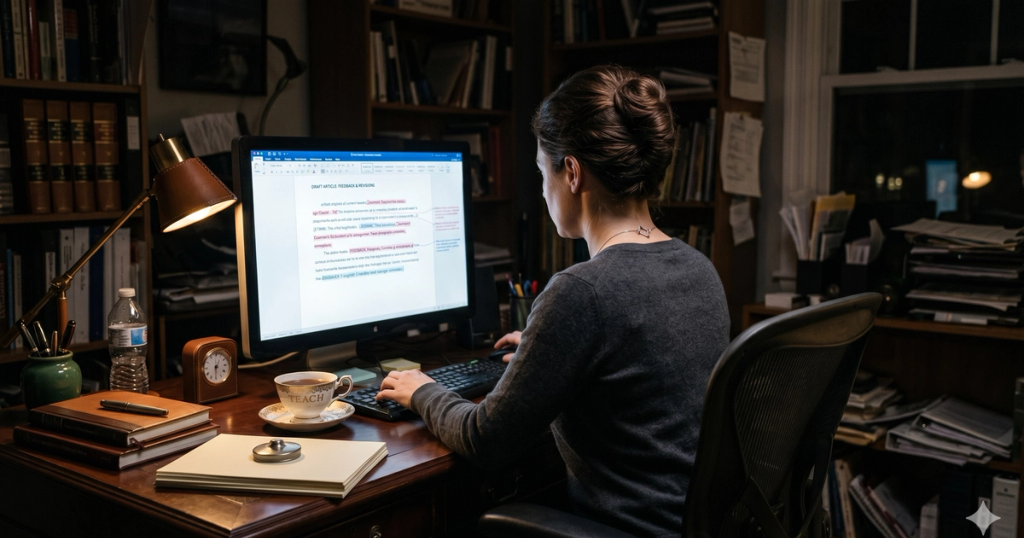 researcher checks reference list and citations for errors