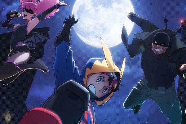Knuckleduster, Crawler, and Pop Step spring into action with the moon behind them