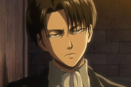 Levi Ackerman in Attack on Titan, looking serious in his Survey Corps uniform
