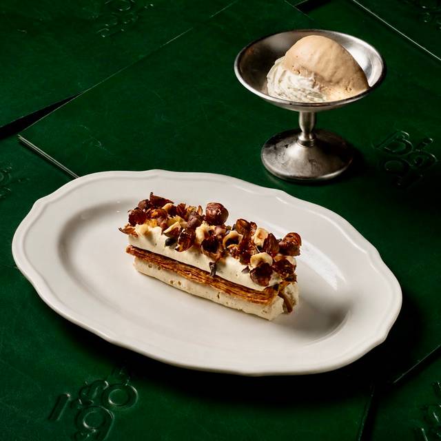 Vanilla millefeuille, hazelnut ice cream