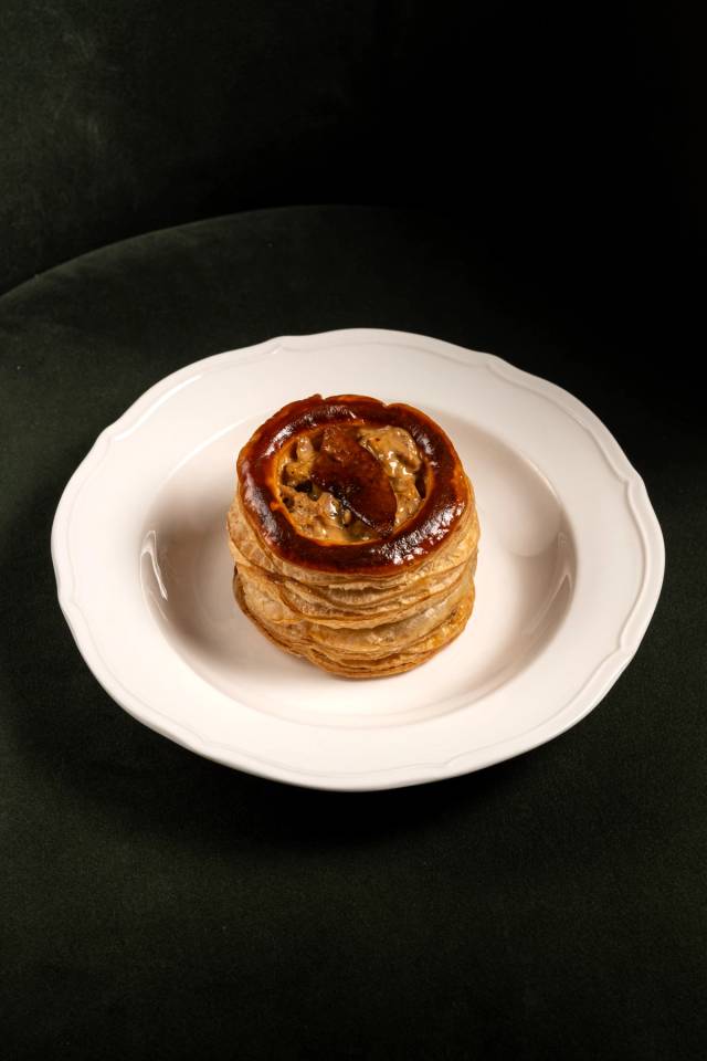 Foie gras vol au vent, puff pastry, duck confit