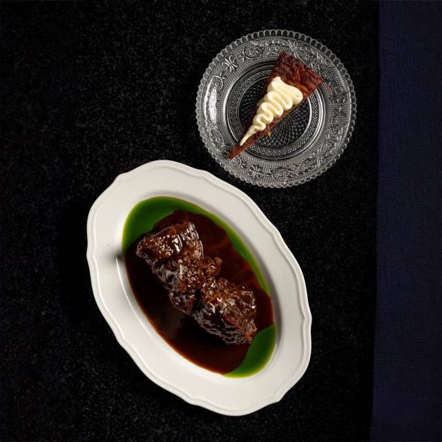 Beef cheek, potato millefeuille, dark beer sauce