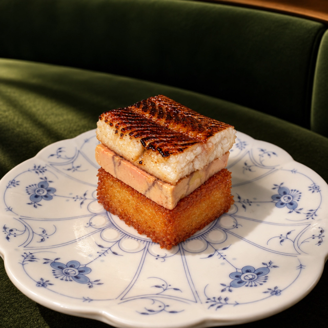 French toast foie gras & smoked eel